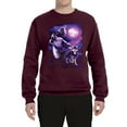 thumbnail image 2 of Wild Bobby, Fantasy Wolf Howling at The Full Moon Animal Lover Unisex Crewneck Graphic Sweatshirt, Maroon, Large, 2 of 3