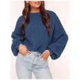 thumbnail image 4 of Women'S Oversized Sweater Crewneck Fall Winter Long Sleeve Fuzzy Warm Knit Pullover Sweaters Trendy Outfits Navy Blue L, 4 of 7