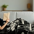 thumbnail image 3 of Jazz Music Soft Flannel Fleece Throw Blanket, Nostalgic Theme Band with Double Bass Trumpet Piano and Drums, Cozy Plush for Indoor and Outdoor Use, 50" x 70", Charcoal Grey Champagne, by Ambesonne, 3 of 5