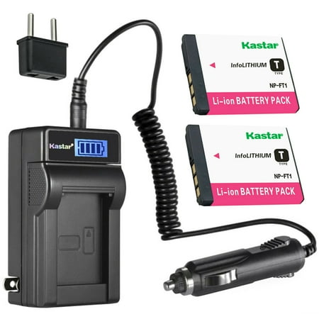 Kastar 2-Pack NP-FT1 Battery and LCD AC Charger Compatible with Sony Cyber-shot DSC-L1/W Cyber-shot DSC-M1 Cyber-shot DSC-M2 Cyber-shot DSC-T1 Cyber-shot DSC-T3 Cyber-shot DSC-T3/B