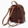 thumbnail image 3 of Claire's Brown Status Backpack with Love and Heart Icons, Zip Pocket Front, Adjustable Strap, Zipper Closure, Measures 8" W x 10" H x 4" D, 3 of 4