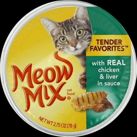 7 Ounce Liver - (4 Pack) Meow Mix Tender Favorites With Real Chicken & Liver in Sauce Wet Cat Food, 2.75-Ounce Cup