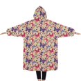 thumbnail image 2 of Oversized Wearable Blanket Hoodie,Butterfly Colorful Wing Pattern Sherpa Blanket Hoodie with Super Pockets,Super Warm Fuzzy Pullover for Women & Men, 2 of 6