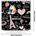 thumbnail image 2 of 4PCS Cartoon Black Unicorn Shower Curtain Set, Inspirational Rainbow African American Black Girl Kids Bathroom Decor, Waterproof Fabric Pink Shower Curtain, Non-slip Bath Mat, Unicorn Gifts, 2 of 7