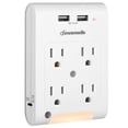 thumbnail image 1 of Extensor de enchufe DEWENWILS de 4 salidas con 2 puertos USB de 3,1 A, color blanco, 1 of 7