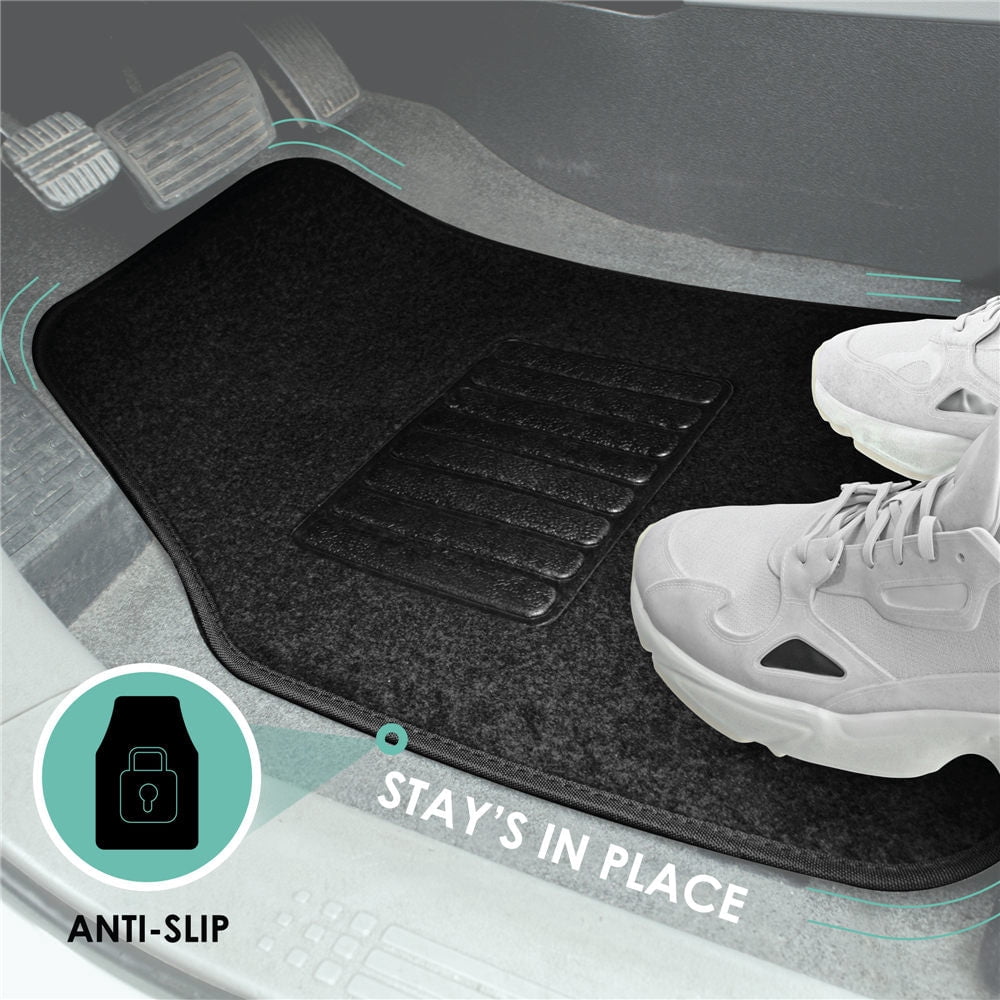 FH Group Universal Fit 3 Row Carpet Car Floor Mats for SUV Van Truck - Black