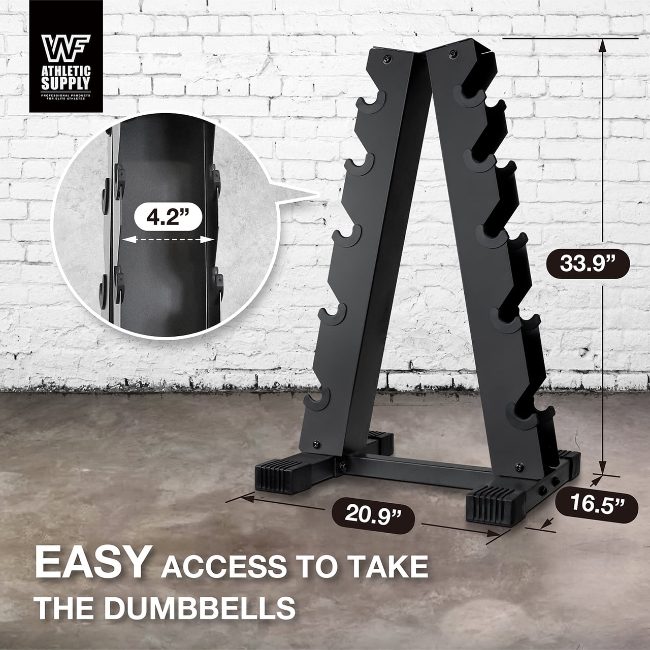 WF Athletic Supply Heavy Duty A-Frame Dumbbell Storage Rack, Steel Dumbbell Holder, Dumbbell Stand & Weight Racks for Home Gym Dumbbell Storage, RACK ONLY, Sizes Option Available
