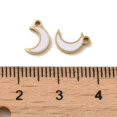 thumbnail image 3 of 10pcs Ion Plating(IP) 316L Surgical Stainless Steel Charms Nickel Free with Enamel Real 18K golden Plated Moon Charm White 9x6x1.5mm Hole: 1.4mm, 3 of 3