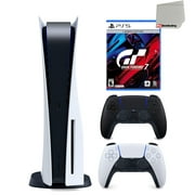 Sony Playstation 5 Disc Version (PS5 Disc) with Extra Black Controller and Gran Turismo 7 Launch Edition Bundle with Cleaning Cloth