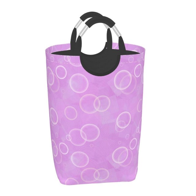 Panier à Linge Imperméable Pliable, Dreamy Purple Bubble Poignée en Aluminium Sac à Linge Panier de Rangement, 50L