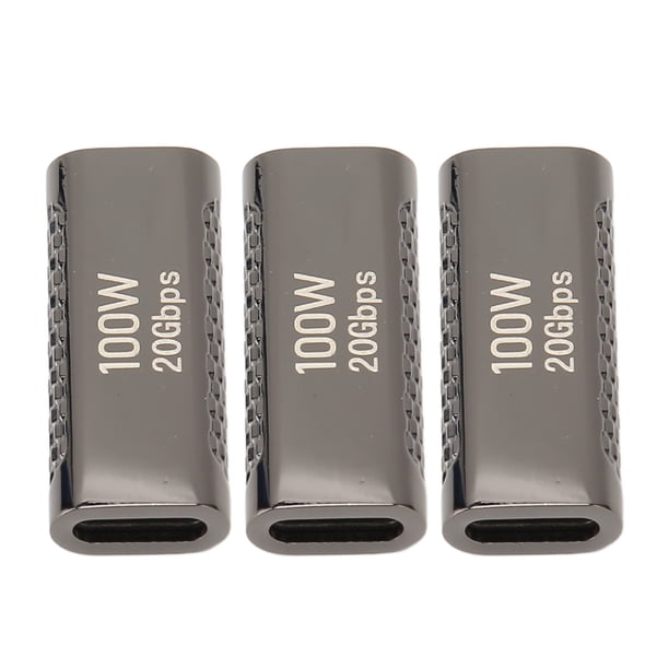 Adaptador USB C Hembra A Hembra, 20 Gbps 3 Piezas De aleación De Zinc Plug And Play Acoplador USB C Soporte De Carga Rápida Para Computadora