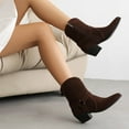 thumbnail image 7 of Mostsola Western Cowboy Boots for Women Suede Zipper Cowgirl Booties Stacked Heel Ankle Boots, 7 of 7