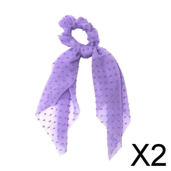 BELOVING 2x Chouchous Élastiques à Cheveux Attaches de Corde à Cheveux Porte-Queue de Cheval Violet 2 Pcs