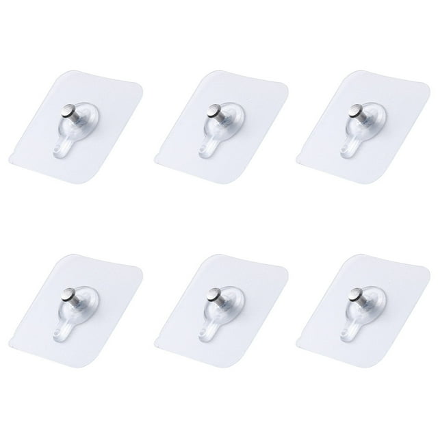 Billuyoard 6X Gancho de pared Adhesivo fuerte Colgador de marcos de fotos Colgante Almacenamiento sin costuras Pintura Reloj Cocina Baño Almacenamiento y organización del hogar 6*6/50 seda