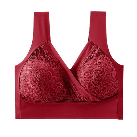 

Entyinea Women s Underwire Shaping Bra Underarm-smoothing With Seamless Stretch Wireless Lightly Lined Comfort Bra Red L