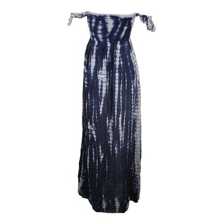 Raviya - Raviya Blue Tie-Dye Off-The-Shoulder Ruffled Maxi Dress Cover ...