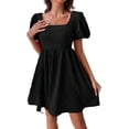 thumbnail image 3 of YI YI Dresses for Women, Women's Square Neck Puff Sleeve Dress Elegant Midi Dress, 3 of 7