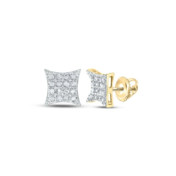 10K Yellow Gold Diamond Stud Earrings – Kite-Shaped Design, 1/10 CTTW Diamonds, Screw-Back Closure