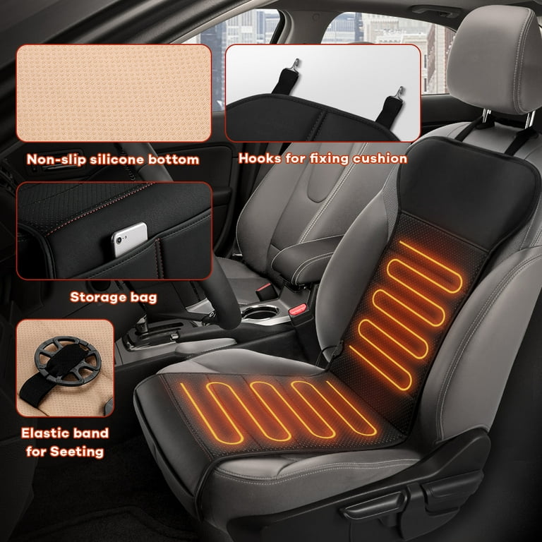 1pc Car Heated Seat Cushion With Usb Port, Winter Plush Seat Pad For Women  Drivers