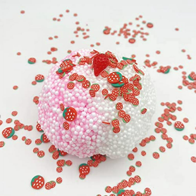 Fjazufsa Newest This Two-Toned Crunchy Slime Kit ,with Strawberry and Lovely Fruit Sprinkles Foam Ball Slime, for A Crunching Sound,Birthday Gifts
