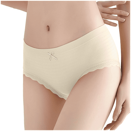 Fulorrnie Underwear for Women Seamless Comfort No Show Thong Panty Waistband Stretchable Panties  Beige  One Size