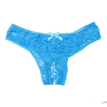 

NUOLUX Women s Sexy Lace Lingerie Underwear Open Crotch G-String Briefs - Size M (Blue)