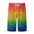 thumbnail image 3 of Mens Swim Trunks Spring Summer Rainbow Color Beach Drawstring Elastic Waist Breathable Soft Daily Streetwear Tie Pocket Casual Walkshorts Cargo Bermuda Watermelon Red Swim Pants Sizes S, 3 of 5