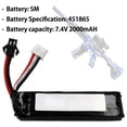 thumbnail image 4 of NUAHRHY 7.4V 2000mAH LJ451865 Battery Pack for Electric Water Pistol Polymer Lithium Battery for Electric Water Ball Beads Gel Blaster Pistol Toys Replacement Battery with SM Connector, 4 of 10