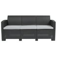 thumbnail image 3 of Light Gray Faux Rattan Sofa with All-Weather Light Gray Cushions, 3 of 9