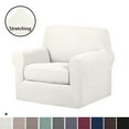 thumbnail image 1 of H.VERSAILTEX 2-Piece Jacquard Spandex Armchair Stretch Slipcover, Ivory, 1 of 6