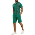 thumbnail image 5 of INSPIRE CHIC Men's 2 Pieces Sets Polo Shirt & Shorts Printed Knit Outfits XL Green, 5 of 6