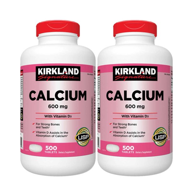 2 Pack Kirkland Signature Calcium 600 mg. with Vitamin D3, 500