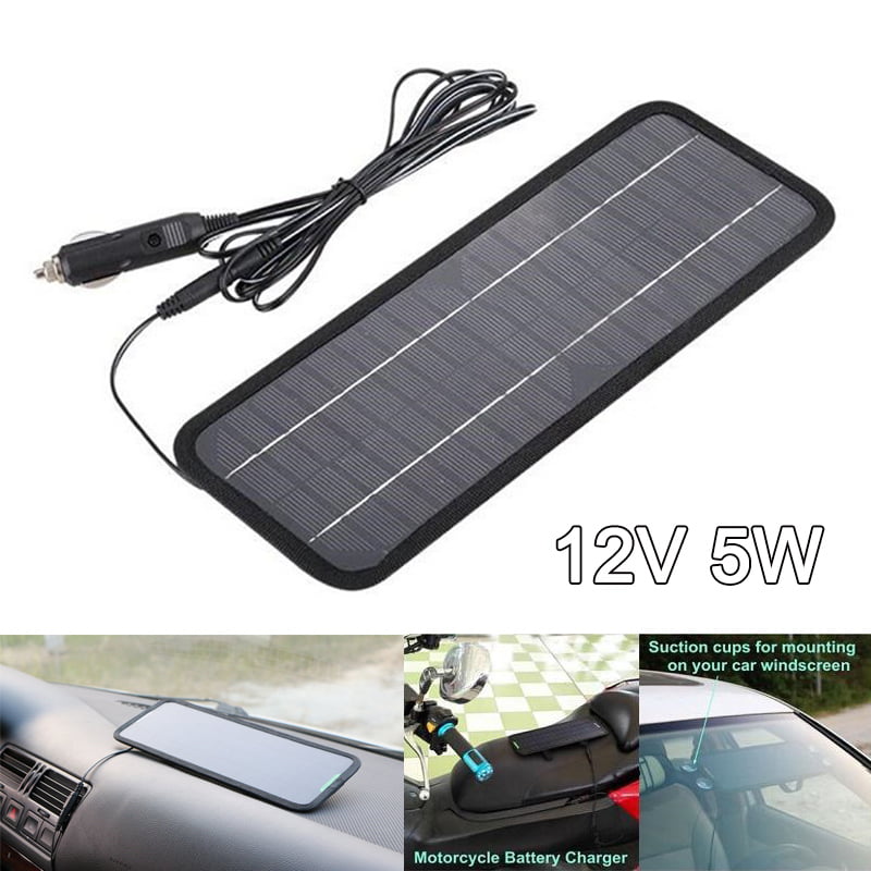 5W Solar Power Panel Maintainer 12V Battery Charger for RV Boat Car Motorcycle 