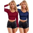 thumbnail image 1 of Set De Dos Blusas Crop Top De Manga Larga Para Mujer Moda UNITALLA, 1 of 5