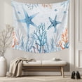 thumbnail image 5 of Blue Starfish Coastal Tapestry for Bedroom Wall Hanging Tapestry,Summer Beach Sea Ocean Coral Jellyfish Ceiling Backdrop Tapestries Poster Blanket Wall Decor for Teens Room Living Room Dorm 55" x 73", 5 of 8