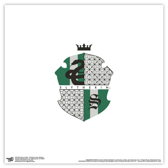 Gallery Pops Harry Potter - Slytherin Crest Modern Wall Art, Unframed Version, 12" x 12"