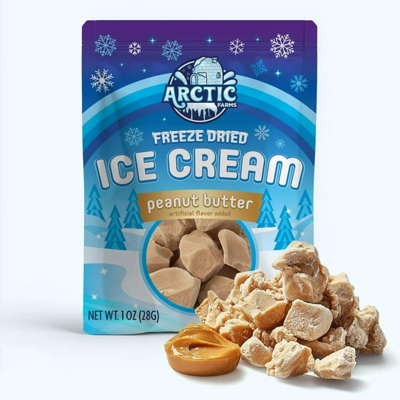 Arctic Farms Freeze Dried Ice Cream that Does Not Melt (Peanut Butter) (1oz)