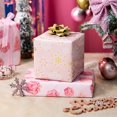 thumbnail image 6 of Reversible Christmas Wrapping Paper Roll, Pink and Gold Wrapping Paper, Metallic Foil Girly Snowflake, Tree & Present Christma Gift Wrap for Gilr Women Holiday Celebration (17 Inch X 33 Feet), 6 of 15