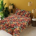 thumbnail image 2 of Ambesonne Tropical Fitted & Flat Sheet with Shams 4 Pcs Set, Nasturtium Flowers Plot, Queen, Scarlet Vermilion and Khaki, 2 of 5