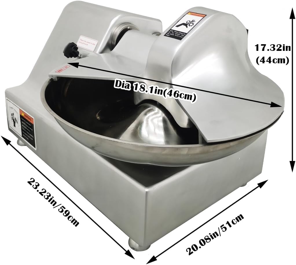 Meat Vegetable Cutter Meat Ginger Garlic Food Chopper Prep Food Processor Stainless Steel 8L