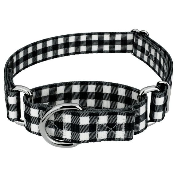 Country Brook Petz® Black & White Buffalo Plaid Martingale Dog Collar, Small
