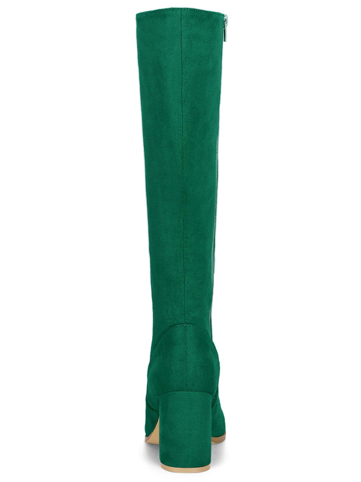 DARING DIVA Women's Stylish Side Zipper Chunky Heel Knee High Boots Emerald Green 8.5