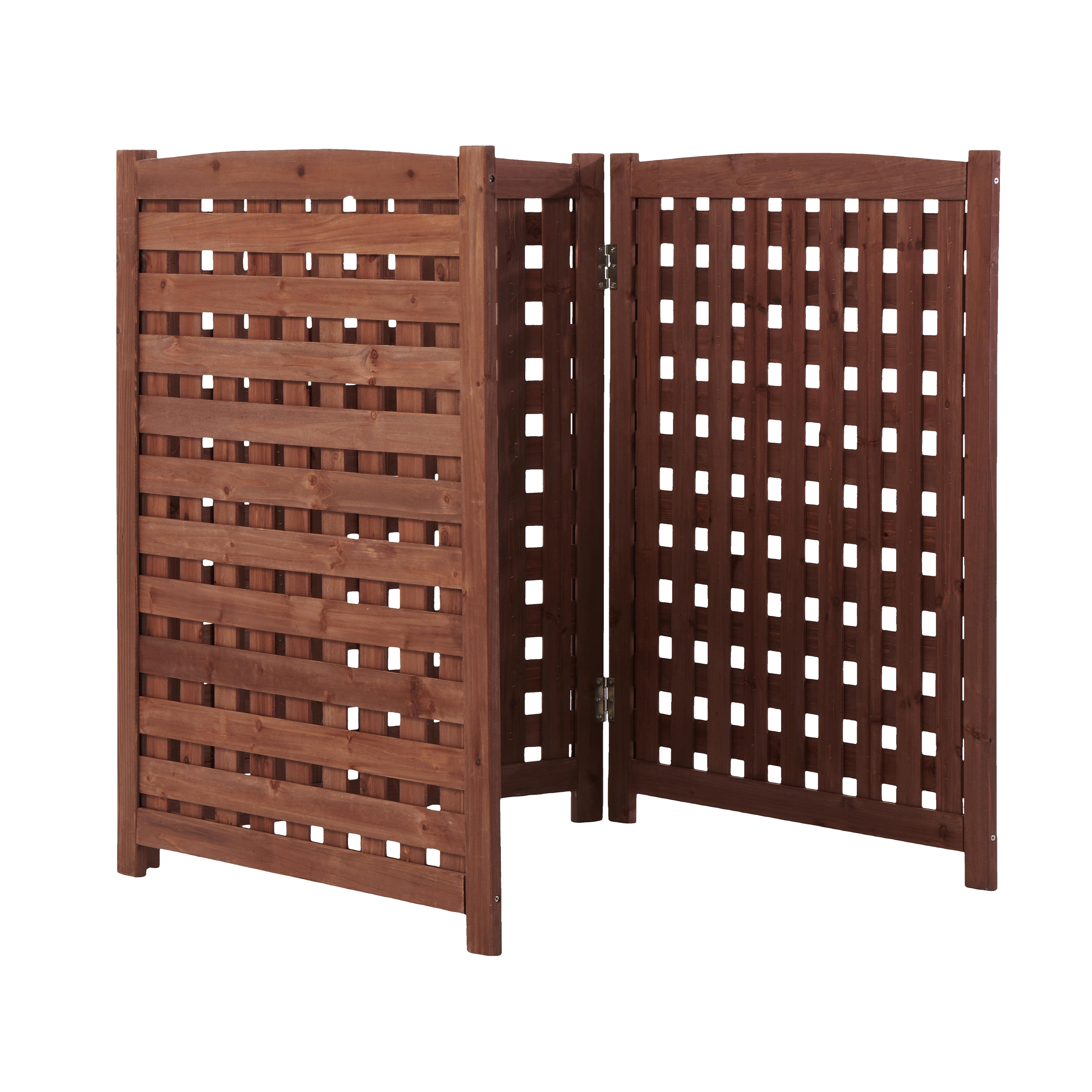 3-Panel Solid Wood Outdoor Air Conditioner Privacy Fence Screen, 32"W×38"H Weather Resistant Slatted Enclosure Fence for AC Unit Trash Can Pool Pump Garden Patio