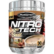 MuscleTech Performance Series Nitro Tech Amino Boost Pre Workout Supplement Powder, Hazelnut 30 Servings