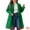 Green, variant on Women's Plus Notched Lapel Double Breasted Long Coat Gray 3X