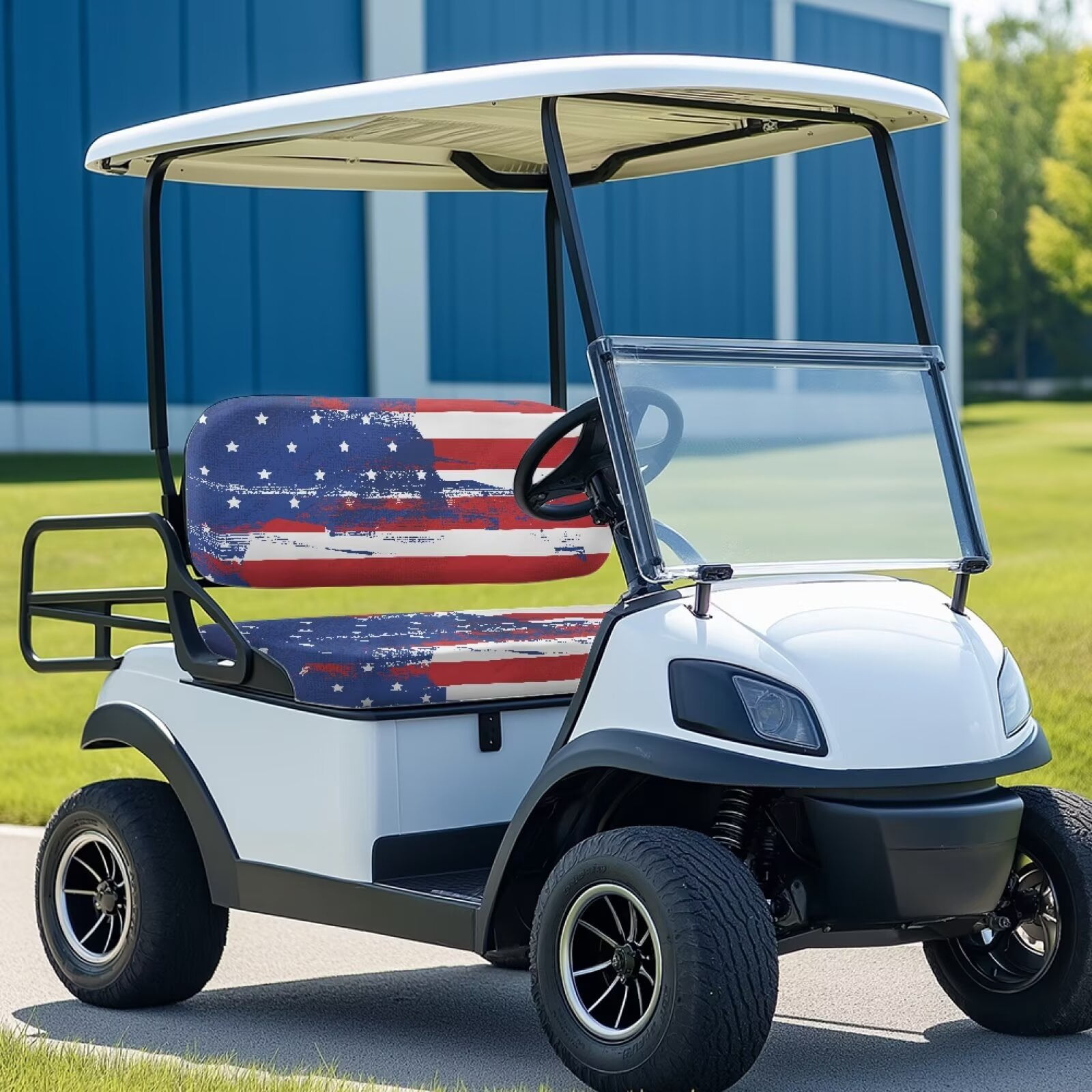 Pzuqiu Universal EZGO TXT Golf Cart Seat Covers Travel Sports Golf Cart Accessories Soft and Comfortable Keep Cool in Summer for 2-Person Seats Club Car, American Flag