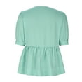 thumbnail image 5 of Women Y2K Puff Short Sleeve Peplum Shirts Tie Front Ruffle Hem Babydoll Blouse Tops Teen Girls Lace up Cute Summer Tops, Limited Time Offer, Under 10 Dollars, 5 of 6