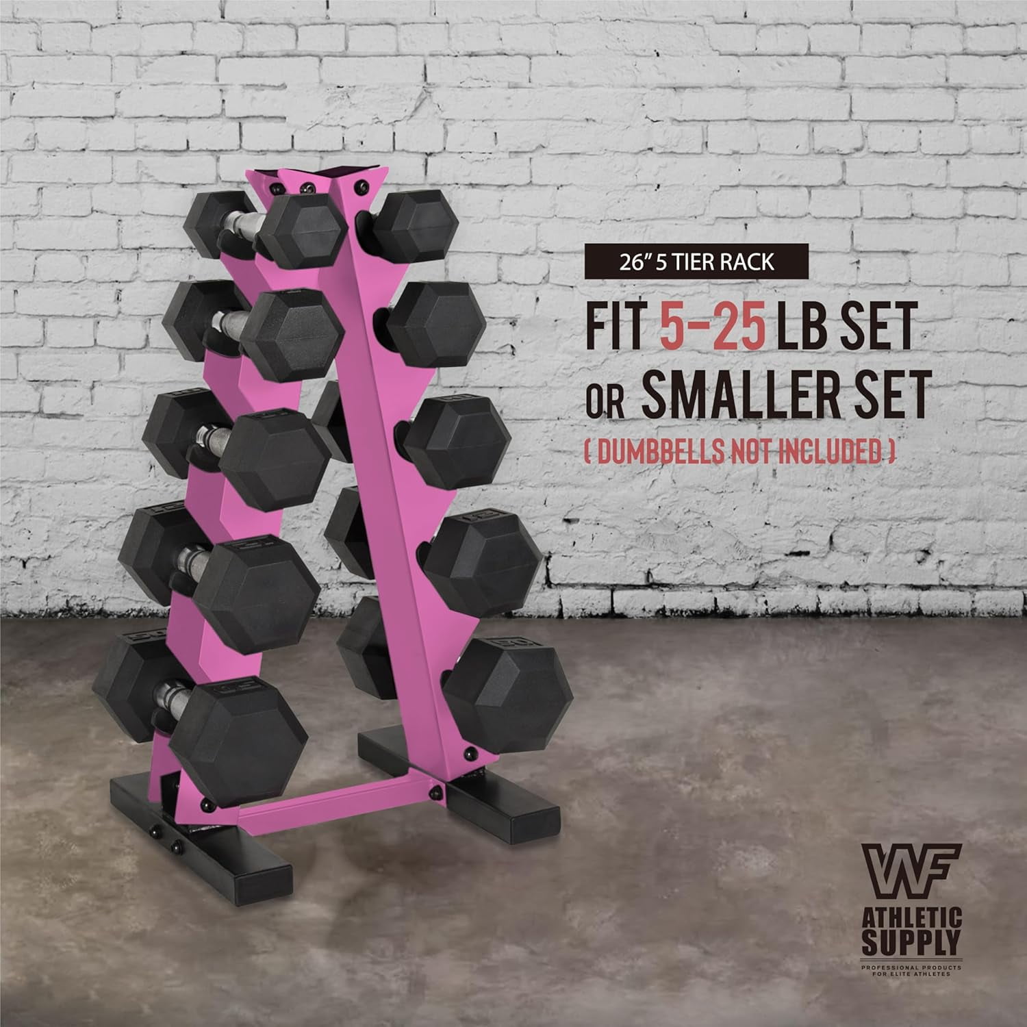 WF Athletic Supply Dumbbell Rack, 5-Tier A-Frame Dumbbell Rack for Dumbbell Storage, Color Options Available in Black / White / Pink / Green / Yellow / Red / Orange & Blue