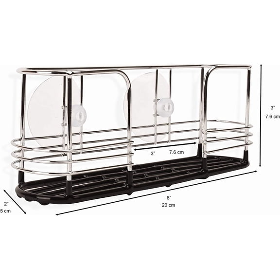 2 Pack Sponge Holder Kitchen Sink Caddy with Strong Hold Suction Cups Durable Iron Basket with Black Coating.