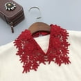 thumbnail image 3 of Women Fake Collar Lapel Embroidery Flower Pattern Solid Color Collar Enhancer Formal Uniform Collar Shirt Collar Extension, 3 of 8